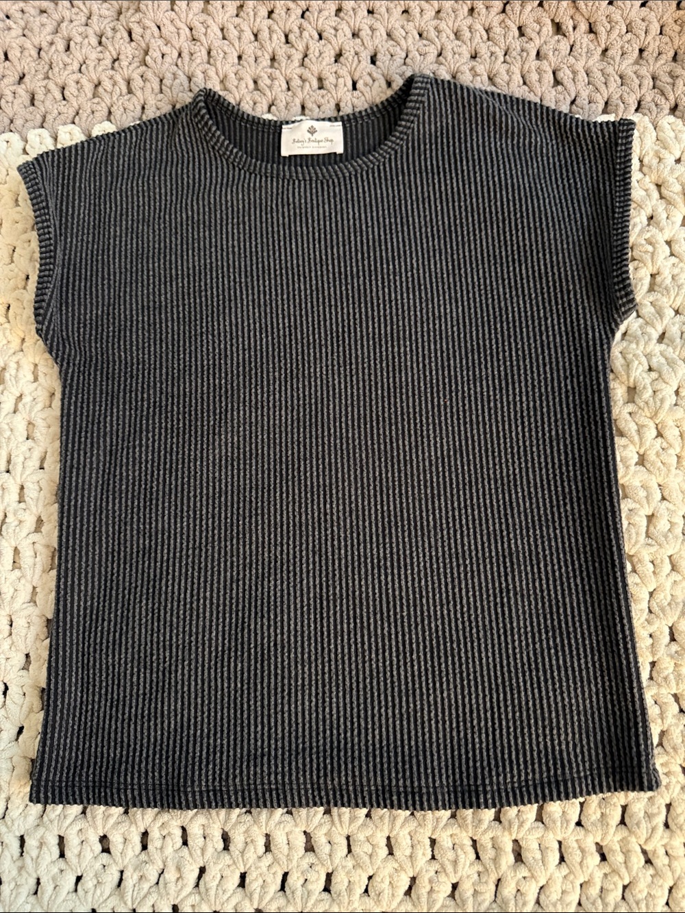 Betsey's Boutique Shop Ribbed Sleeveless Knit Top - Charcoal